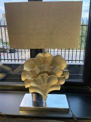 Gincko table lamp with grey shade Available in silver or gold