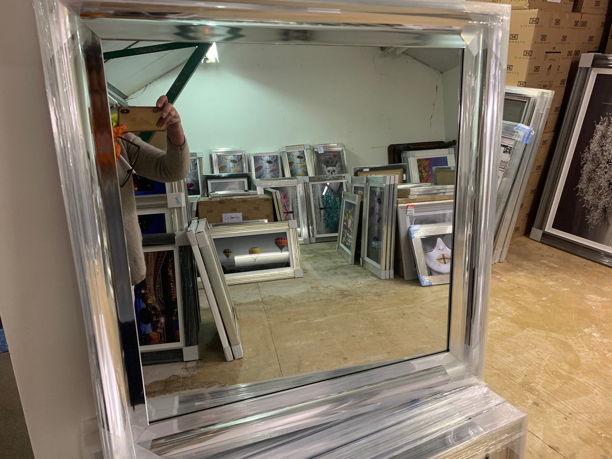Chrome scoop Sandy framed mirror 75 x 75 cm REDUCED Click N Collect instore