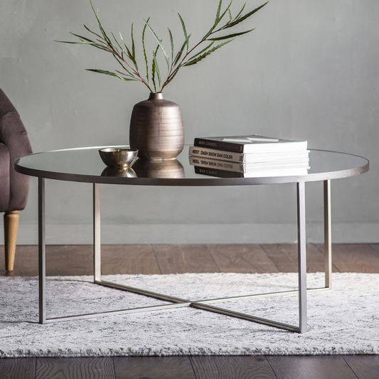 Torrence round silver contemporary coffee table fabulous ! Instore purchase for collection