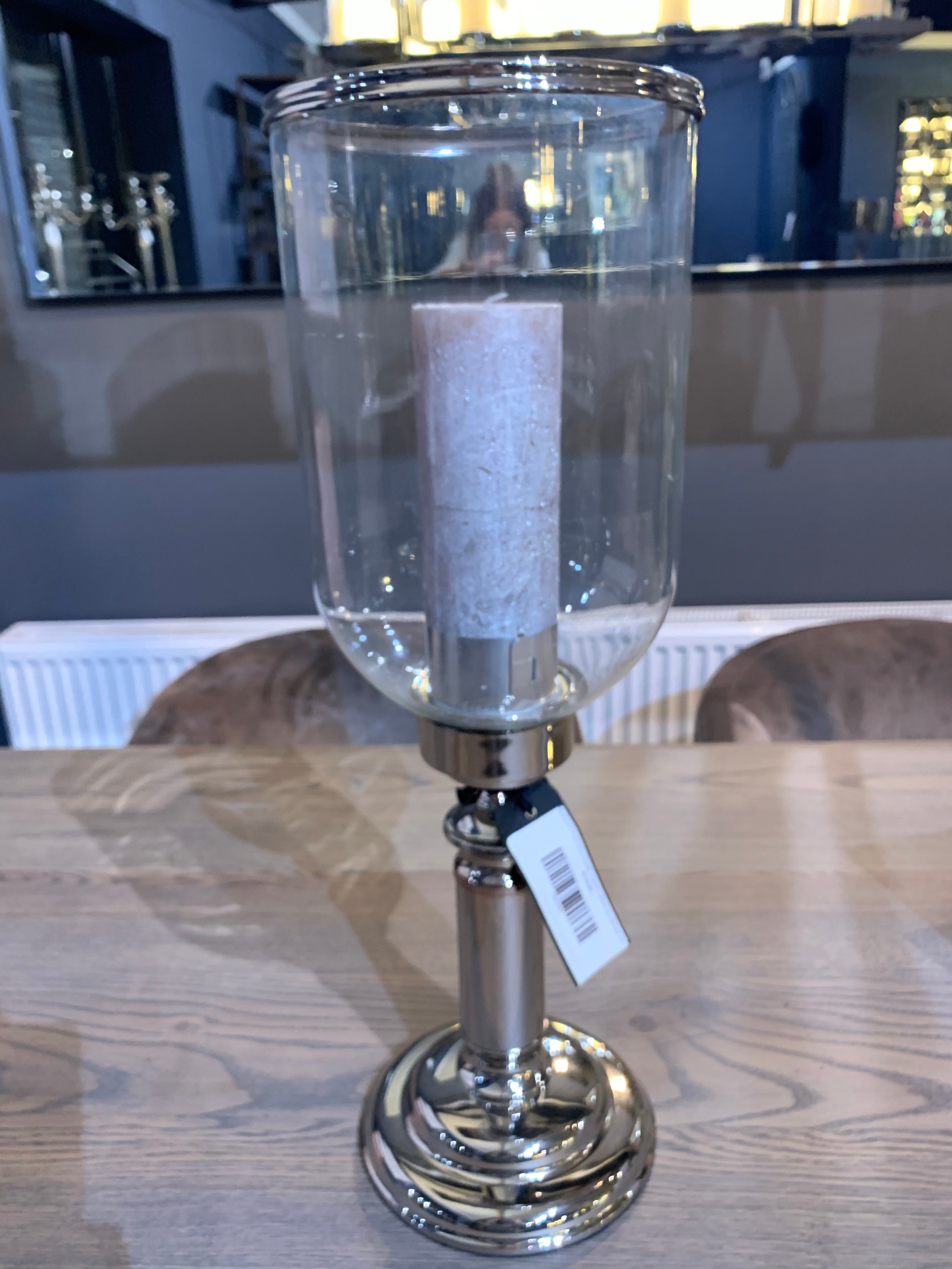 Rushford Hurricane Candle holders Glass and Nickel 56cm  almost  half price