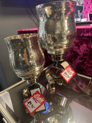 Silver glass candle holder on silver metal stand  Flash Sale deal    2 sizes to select from