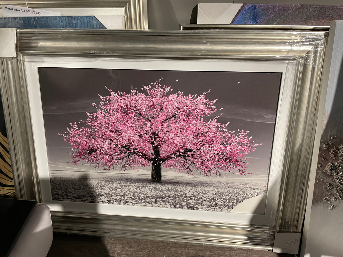 X large Blossom  tree  w fabulous frame picture small damage Clearance offer 106 x 76 cm collect instore only