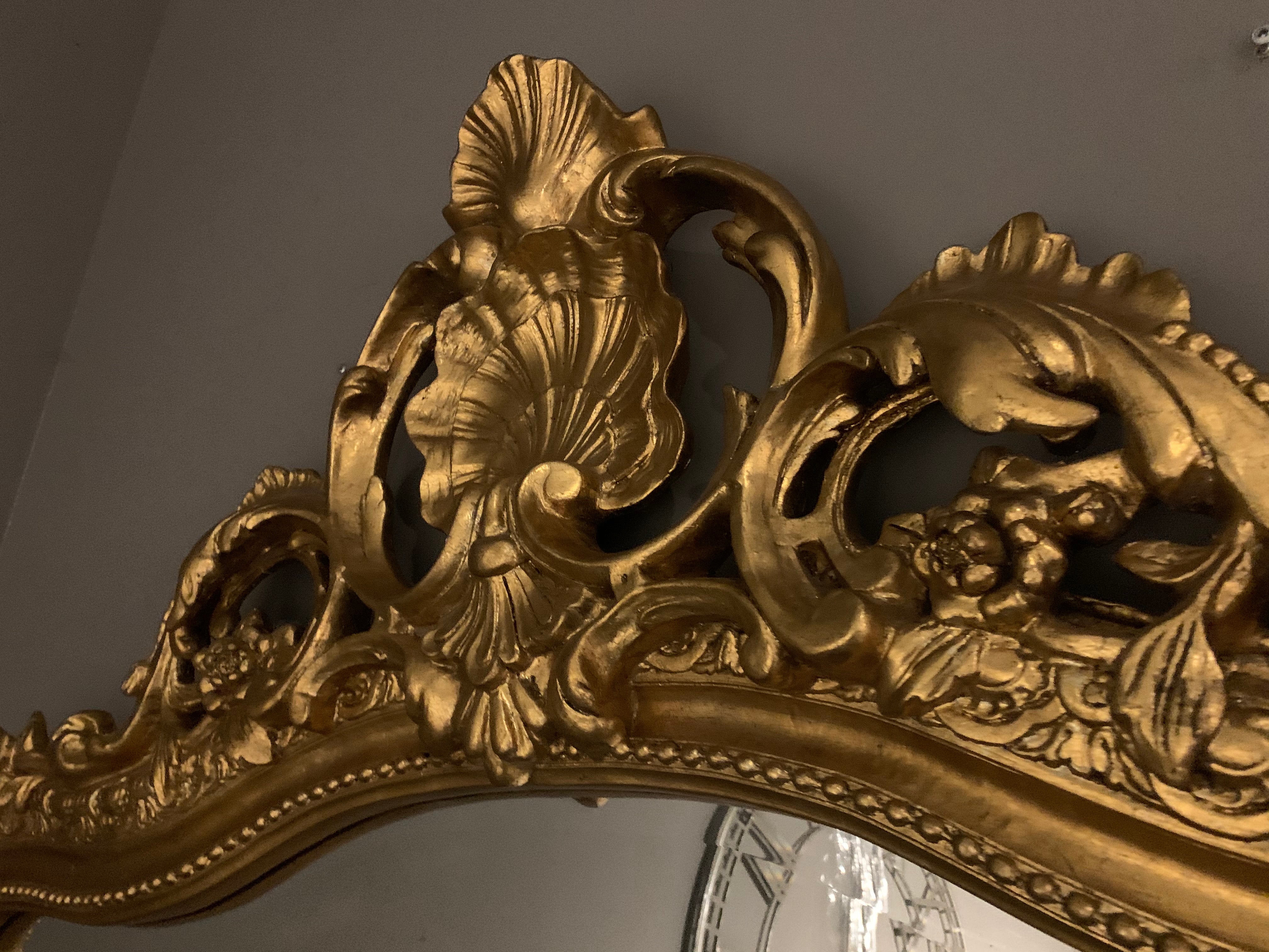 Rocaille Gold Gilt Leaf bevelled mirror X large
