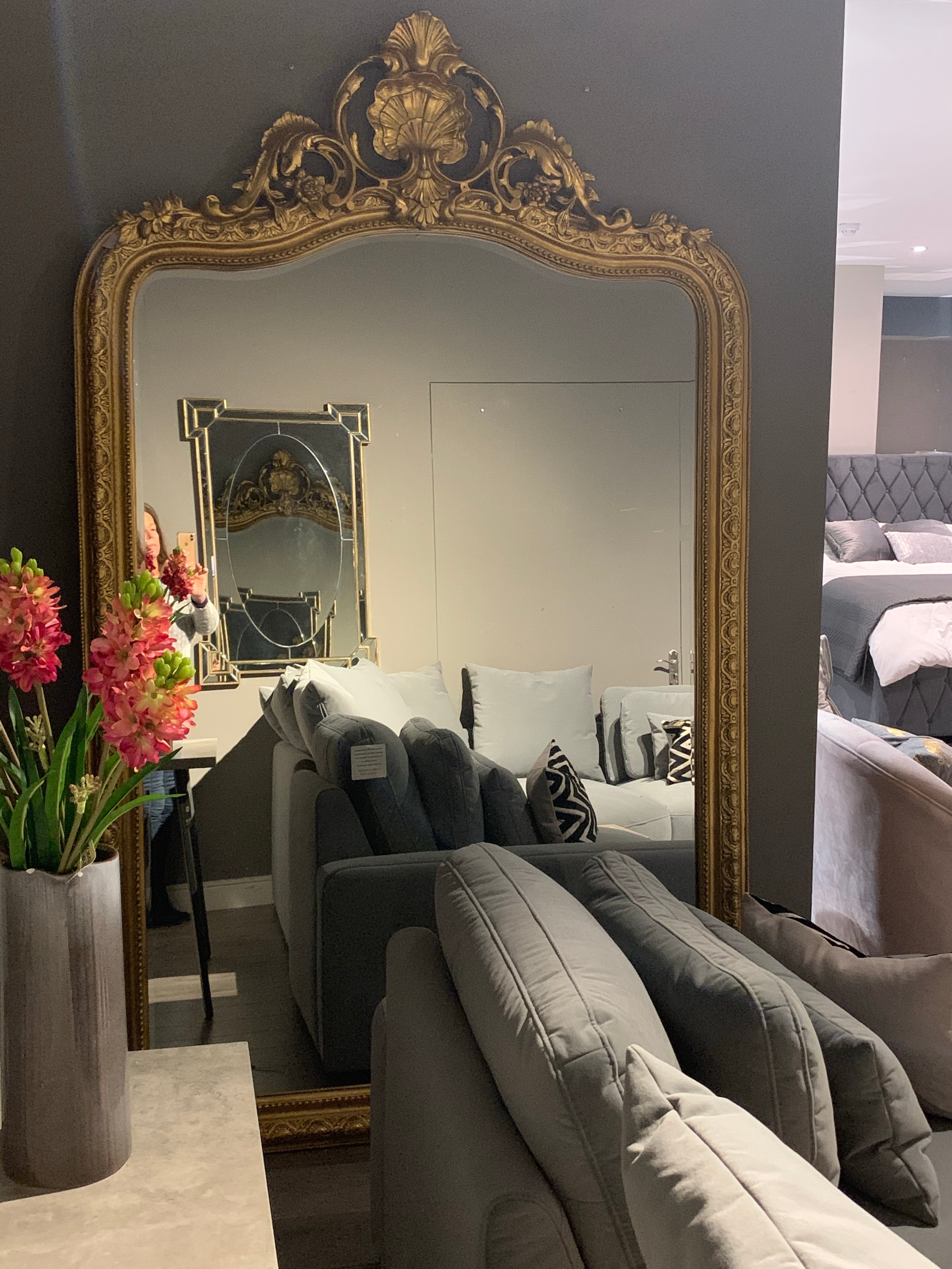 Rocaille Gold Gilt Leaf bevelled mirror X large