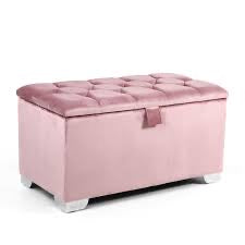 Molineux Velvet pink  ottoman with storage 673 warehouse clearance half price as seen