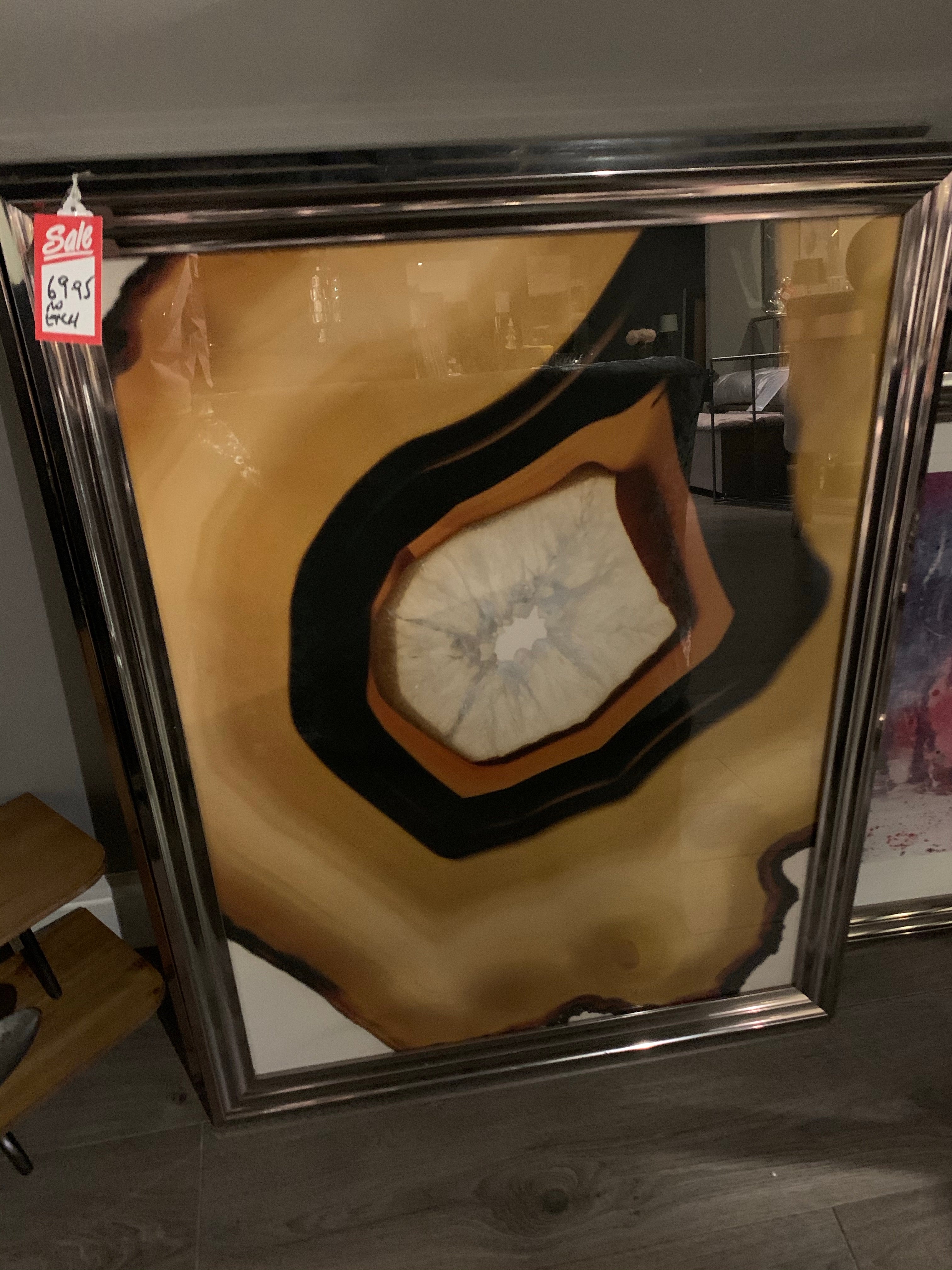 Framed contemporary picture mustard for collection only