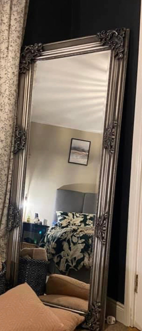 Juliette 6  x 3 ft French Leaner mirror in fabulous Antique Silver reduced