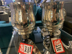 Silver glass candle holder on silver metal stand  Flash Sale deal    2 sizes to select from