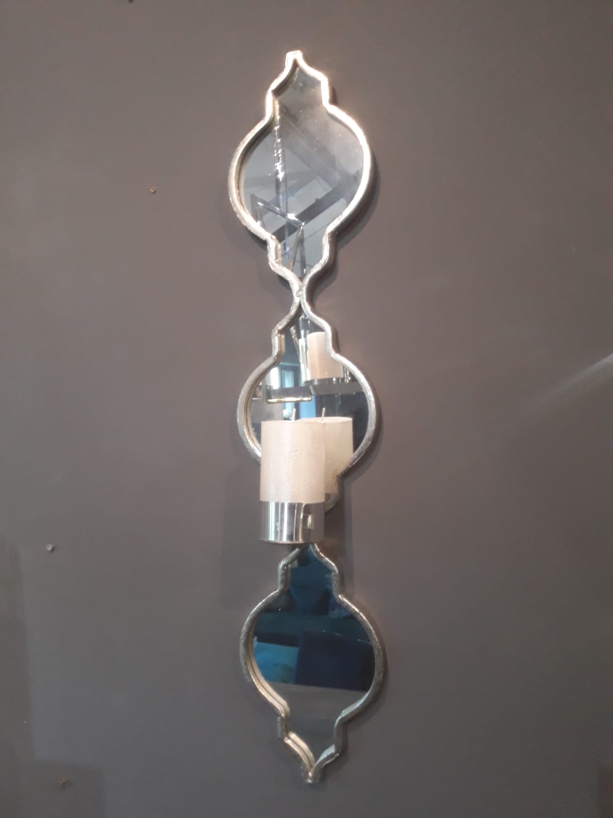 Silver mirrored candle sconce