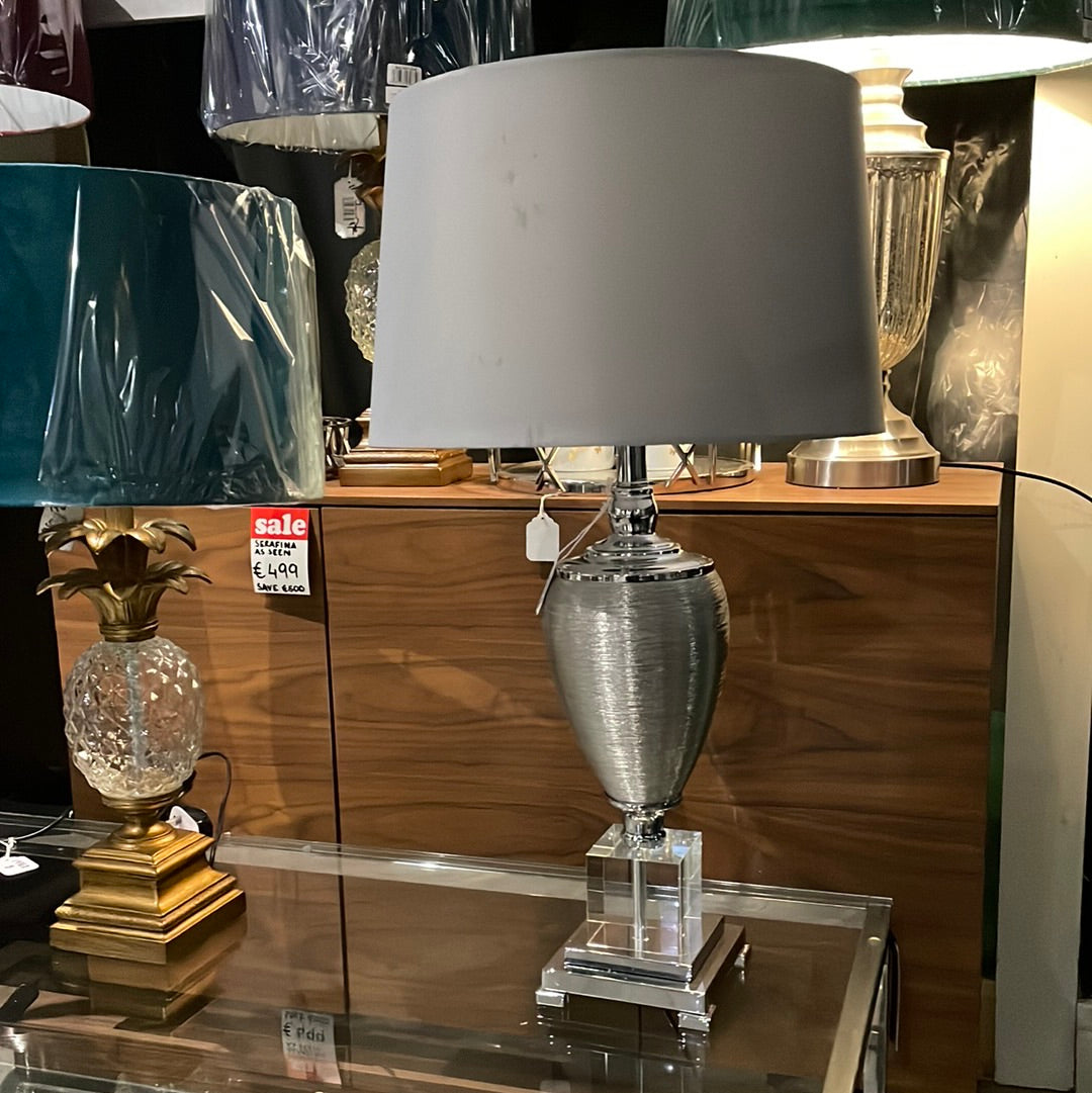 Jb2 silver table lamp w shade Instore only