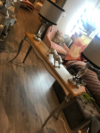 Abbie Oak and aluminium Console Table with Curved Legs was €400 view Instore