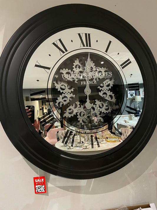 Cogs clock 80 cm silver round Instore purchase