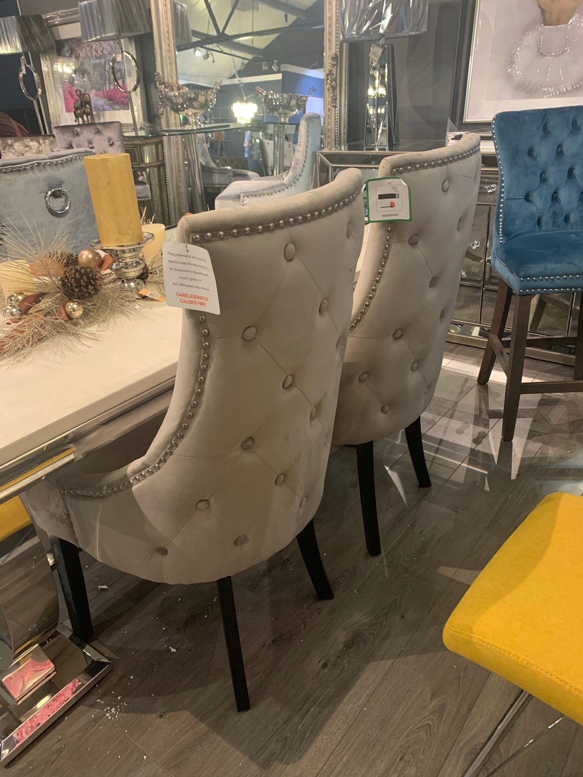 FABULOUS Lola button back dining chair in MINK for collection only last one !