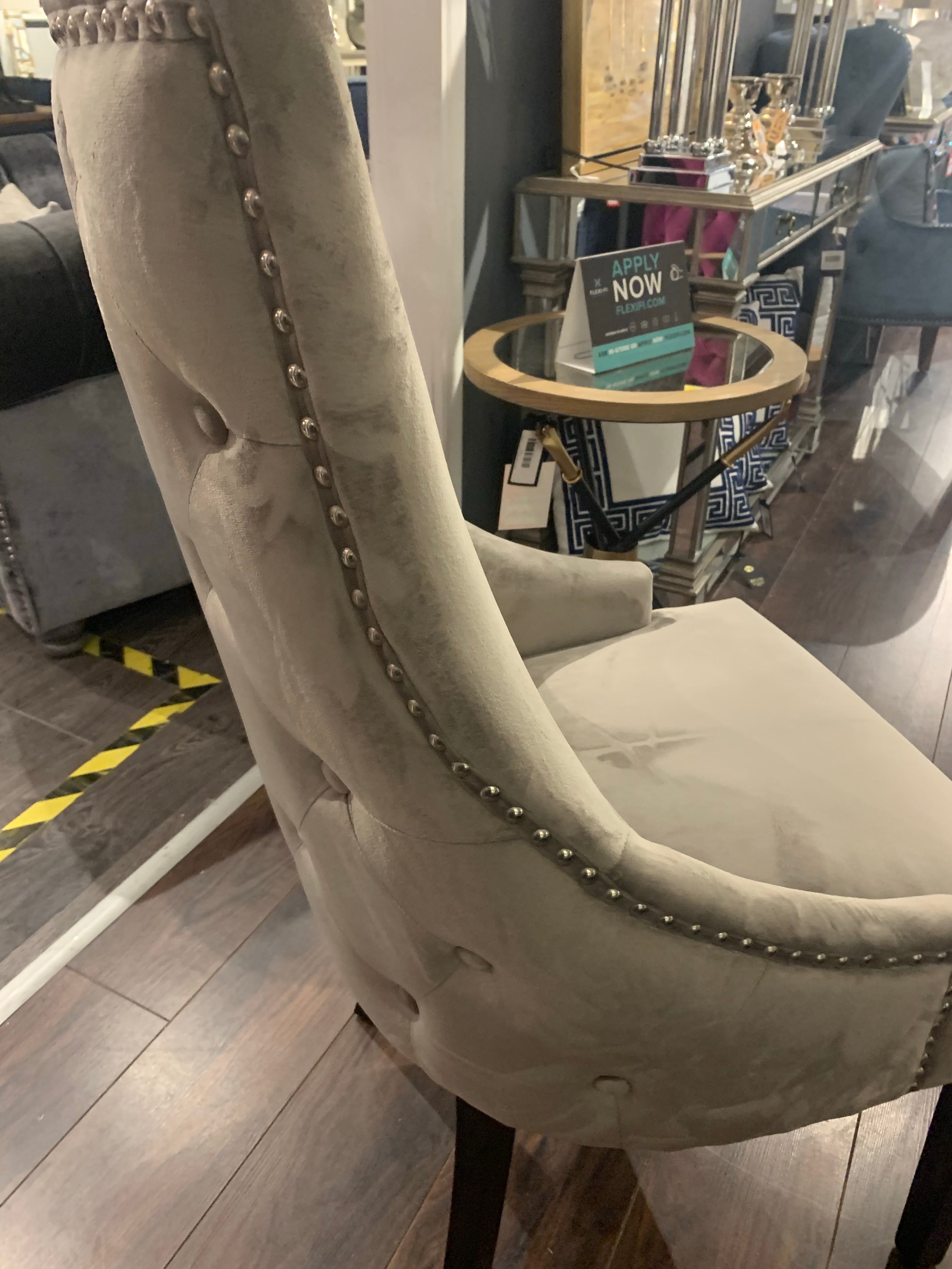 FABULOUS Lola button back dining chair in MINK for collection only last one !