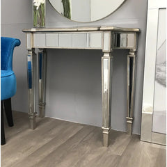 AVA Stunning  Slim compact  designer mirrored  console table  silver trim 125 last one REDUCED view Instore