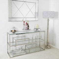 Harry  console table with tiered shelf.