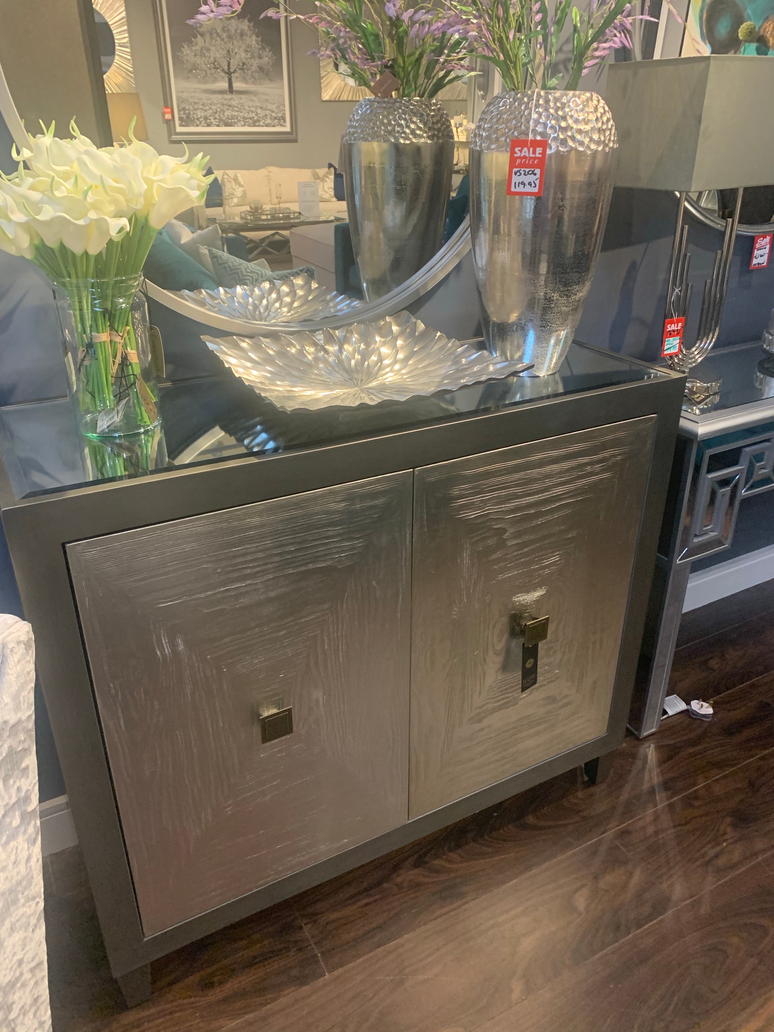 Petra Metal silver large vase with dimple top half price clearance Click. N collect.