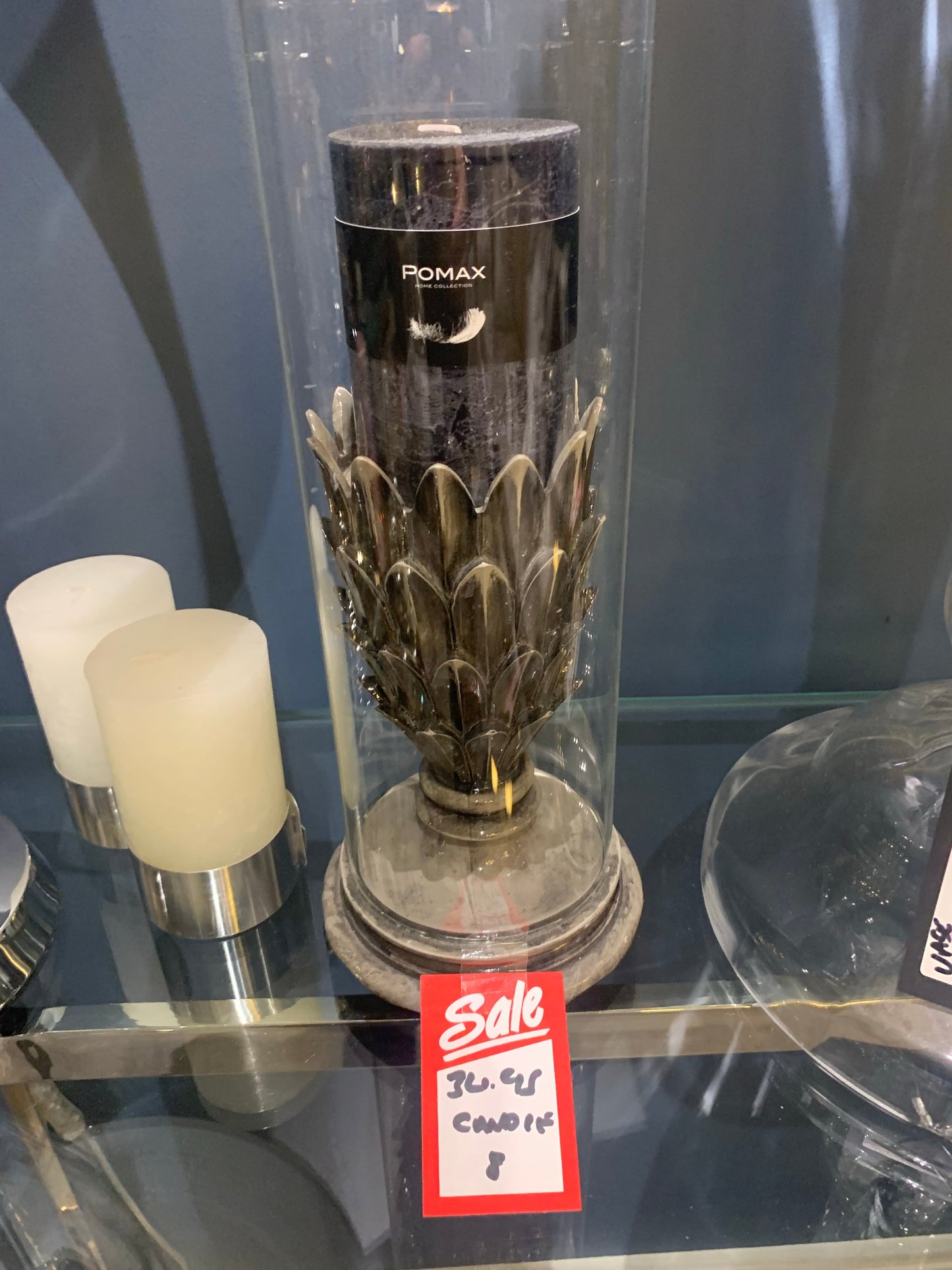 Artichoke candle holder light grey instore deal only