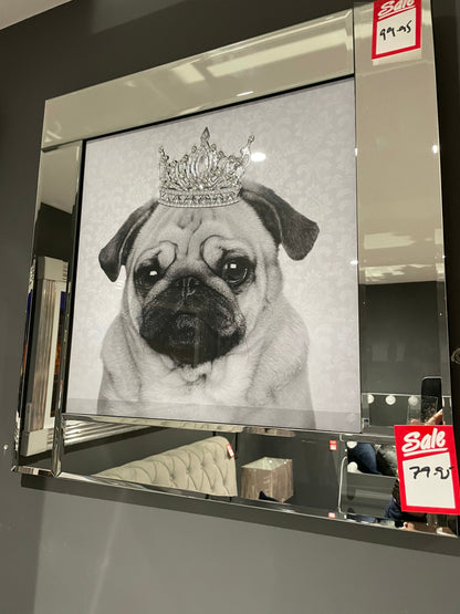 Beautiful mirrored picture  pug clearance in Outlet store for collection only