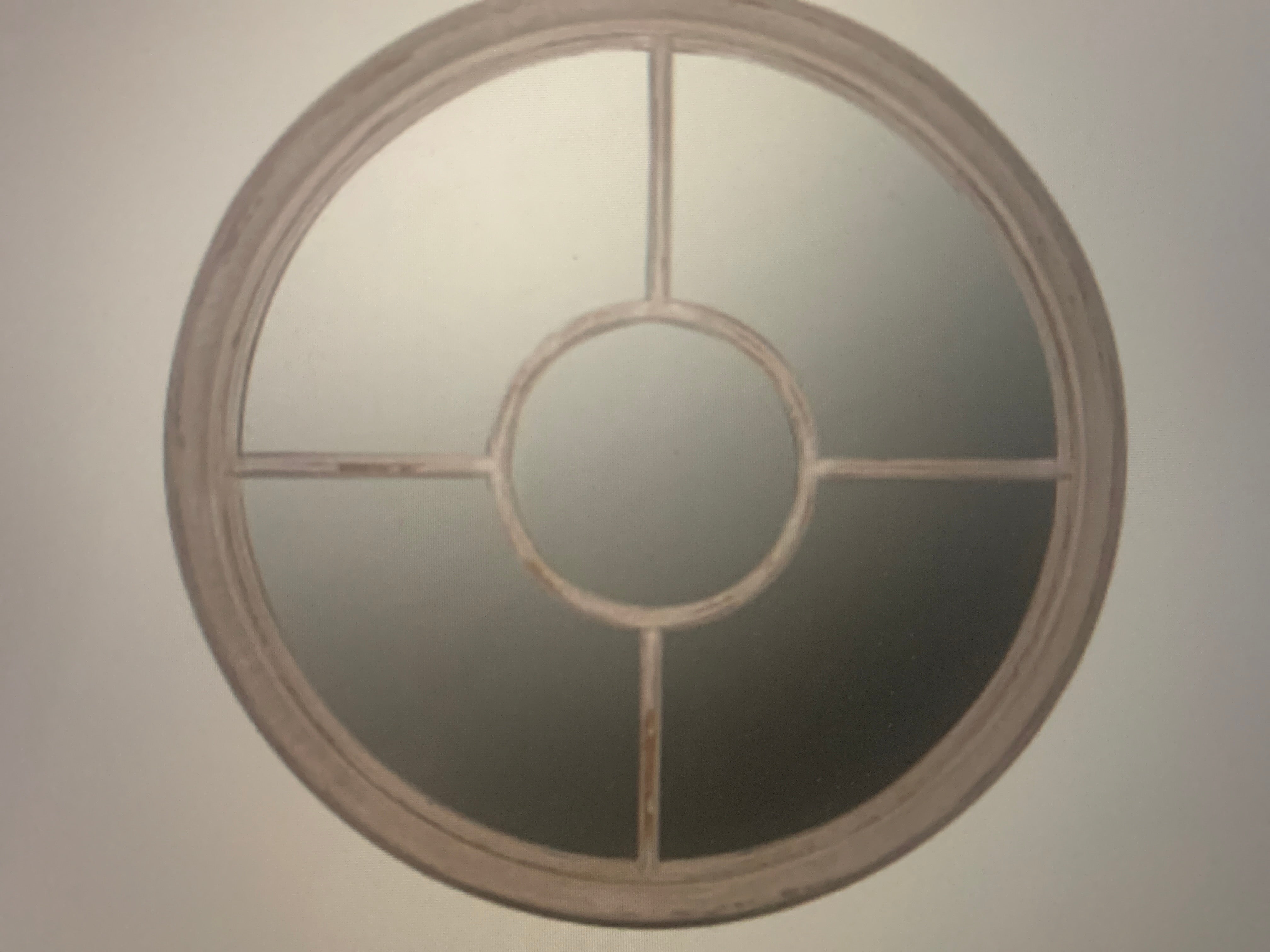 Large TaUpe grey window mirror coach house distressed finish