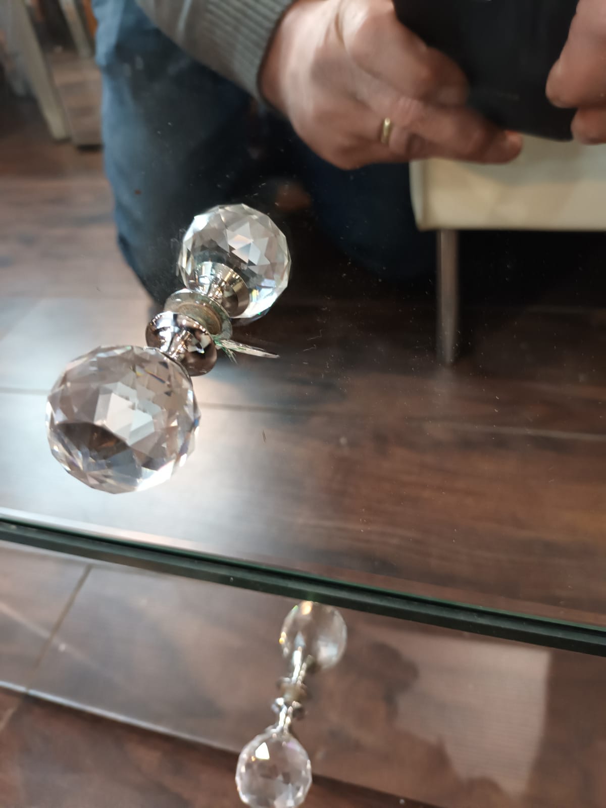 Marbella Mirrored Bedside Cabinet locker full mirror 3 drawer last one