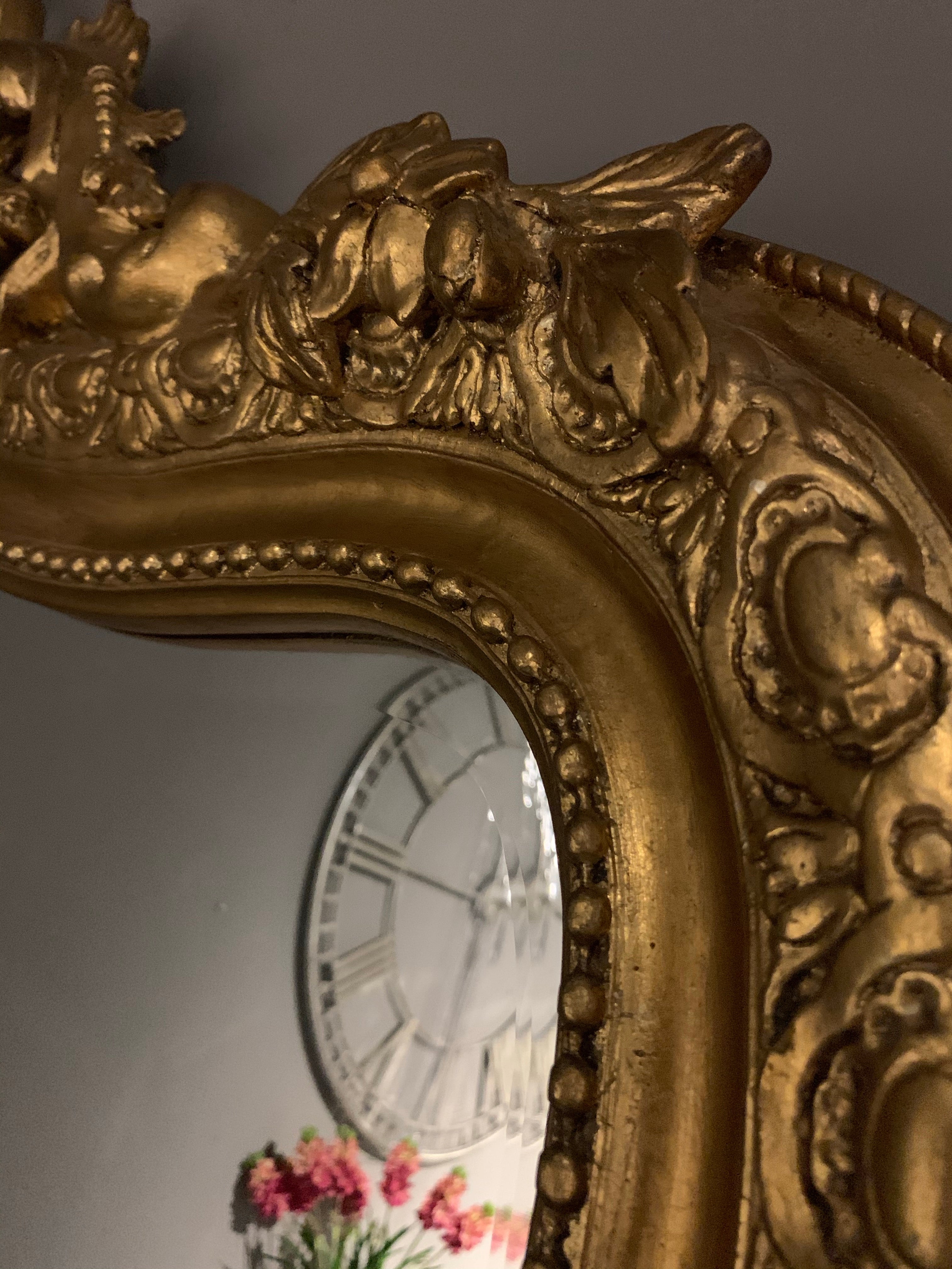 Rocaille Gold Gilt Leaf bevelled mirror X large