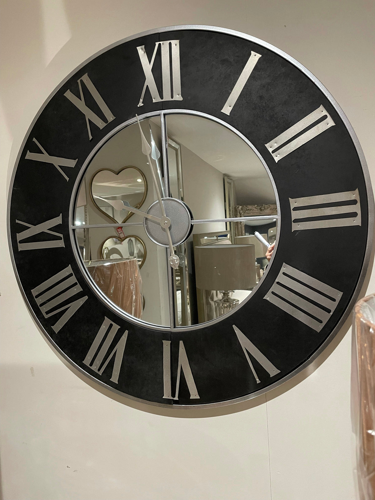 Mirrored clock Alex warehouse clearance click n collect no exchange