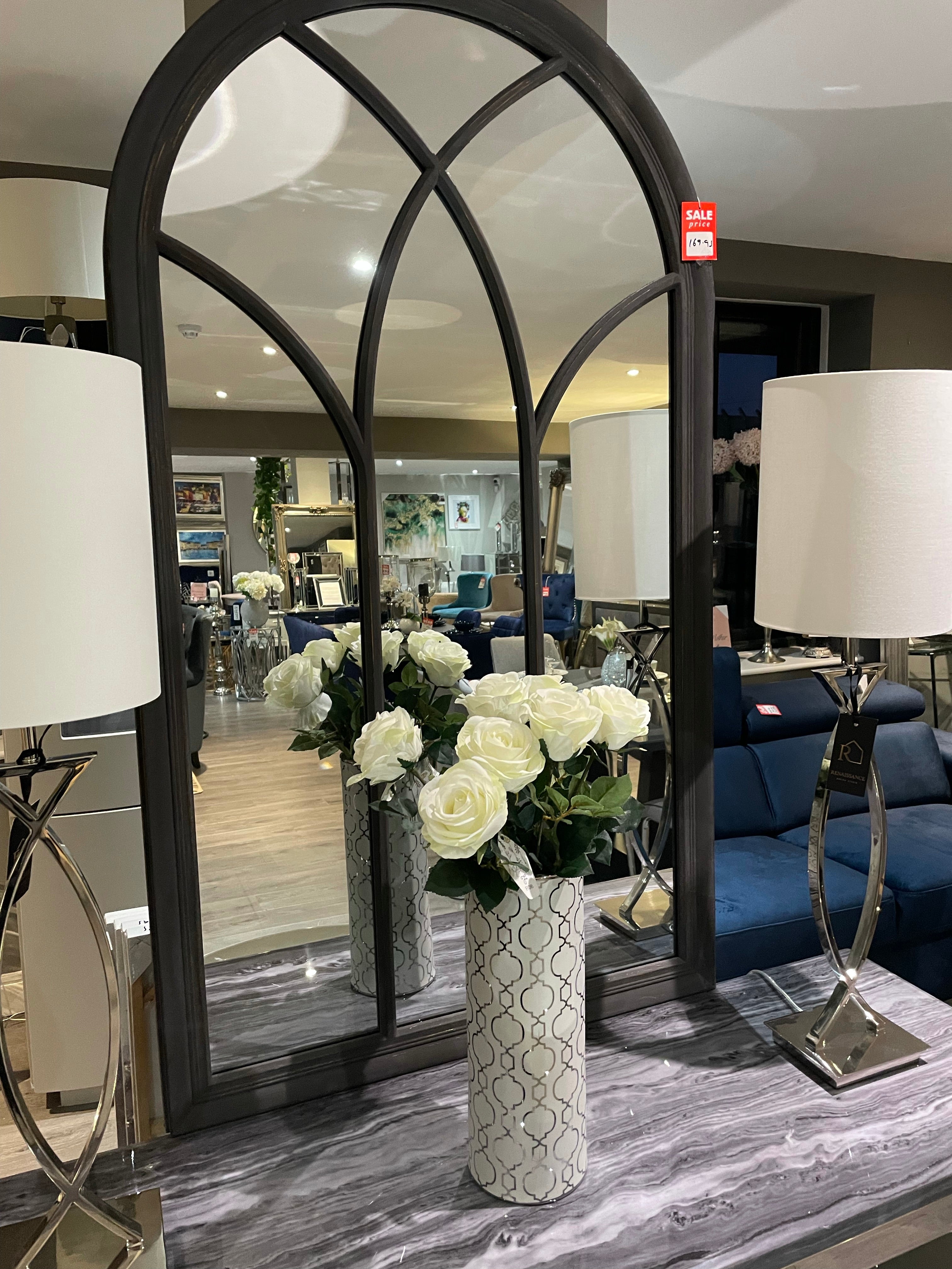 Charcoal Window Mirror with  distressed finish  !