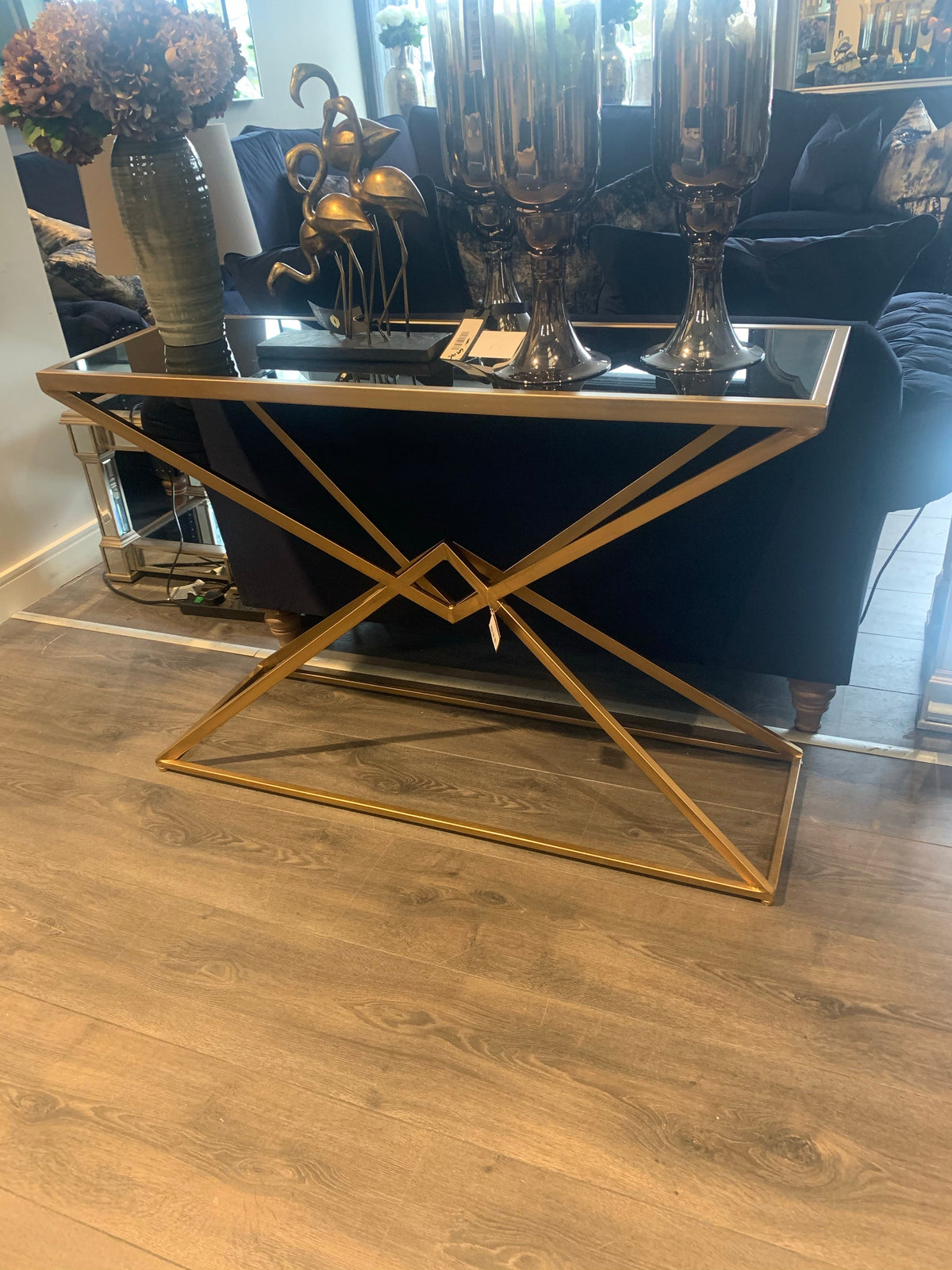 James  corseted console table in brushed bronze 100 cm reduced clearance