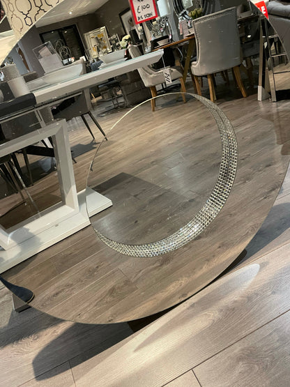 Stunning large Chic round frameless  90 cm mirror with diamonte profile.  Outlet store