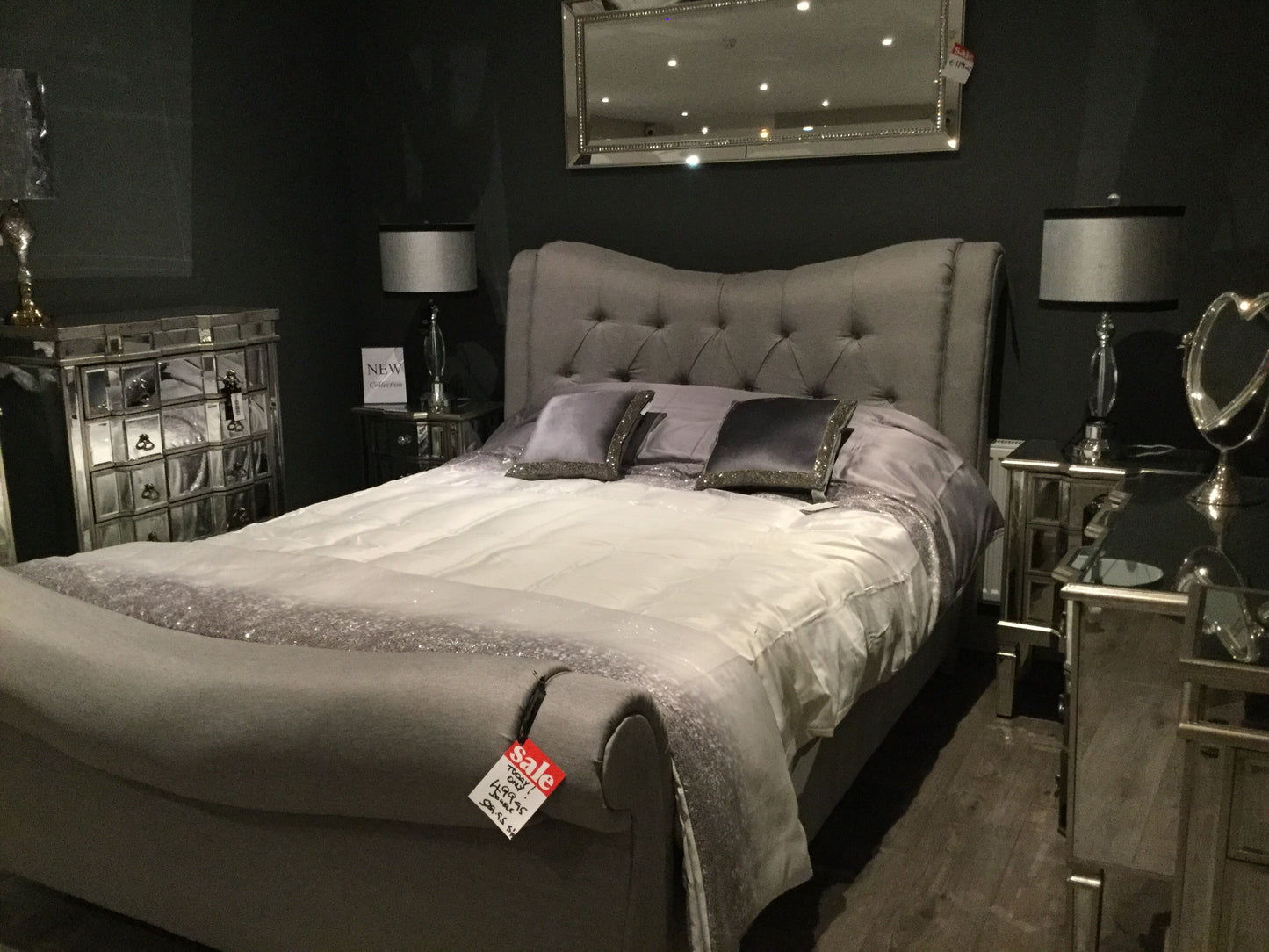 Super King 6 ft Arizona bed in grey linen ! Fabulous bed warehouse clearance  ! LAST ONE