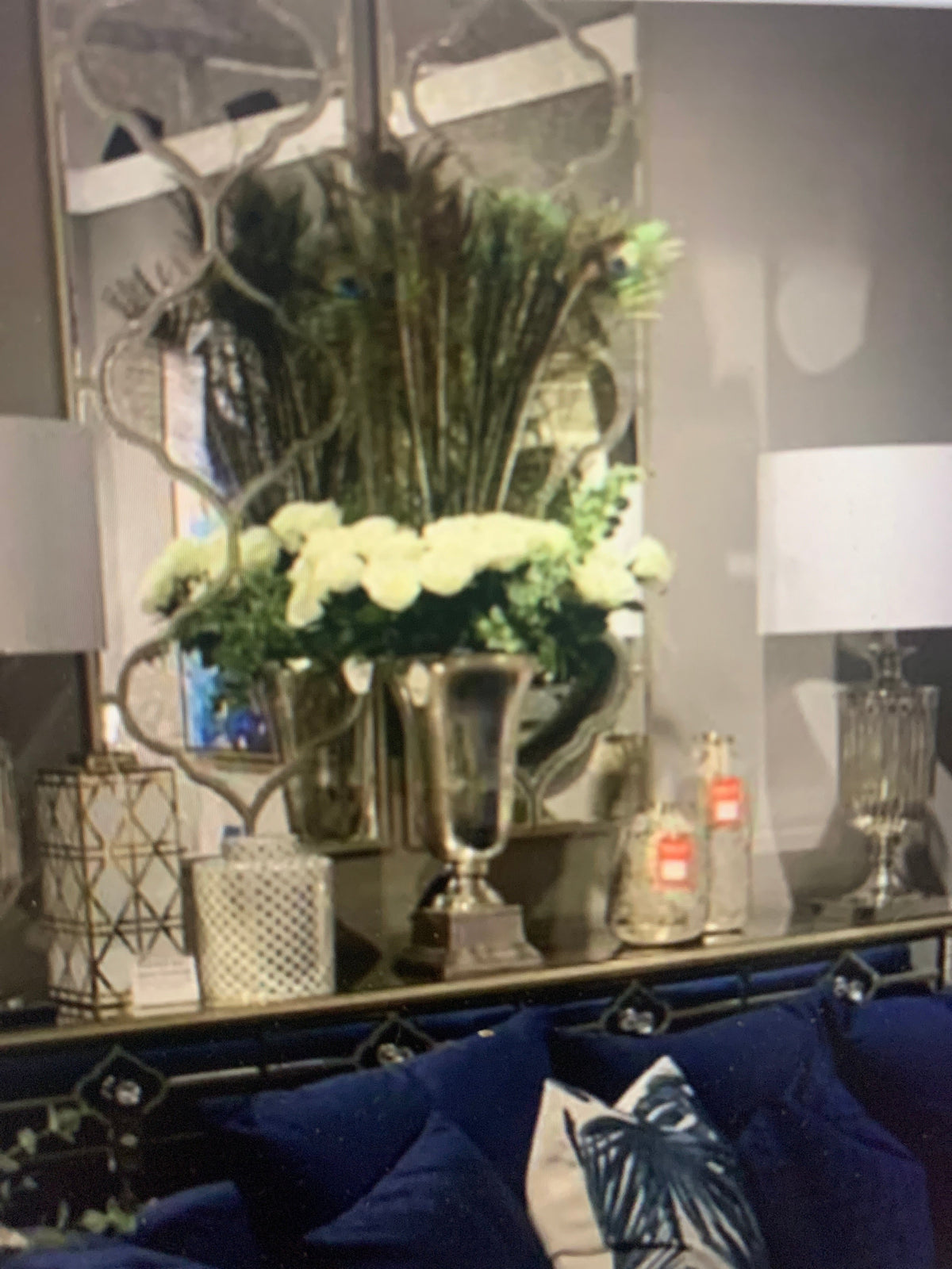 Marrakech stunning large mirror  with antiqued glass panels and brass inlay  150 x 60 cm reduced