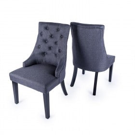 Stunning Detroit  linen  tufted  bedroom chair in ink charcoal clearance Instore only