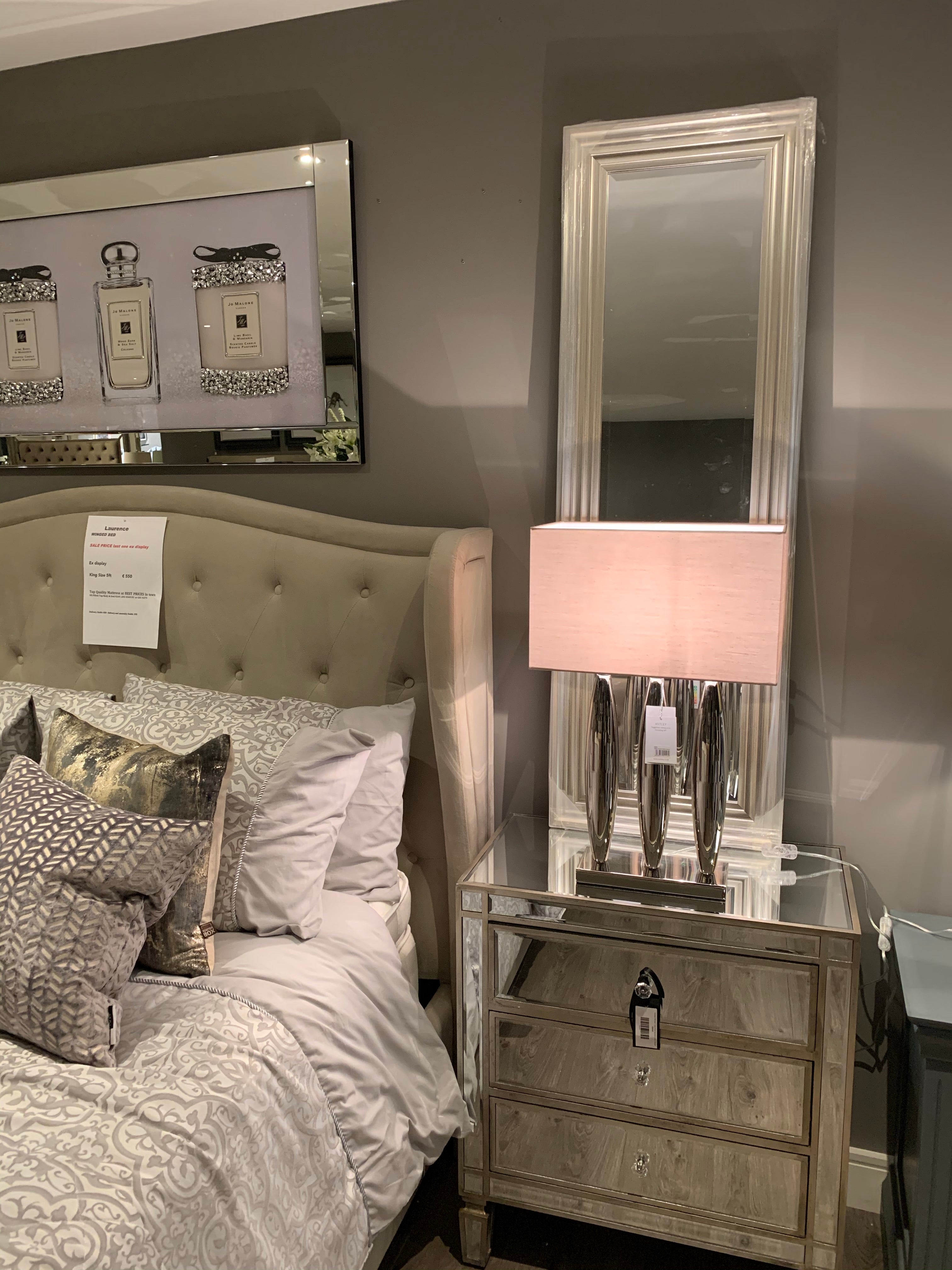 Mirror with champagne stepped frame 45 x 136cm