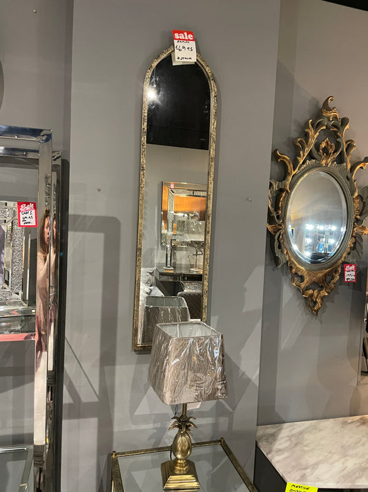 Moroccan style mirror with brushed gold frame clearance instore