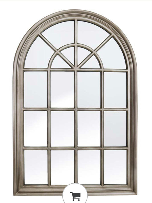 Antiqued Silver Arch  Iron Window mirror last one !