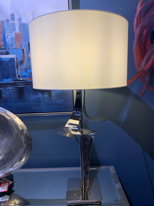 Gianni  chrome  Table Lamp with white shade