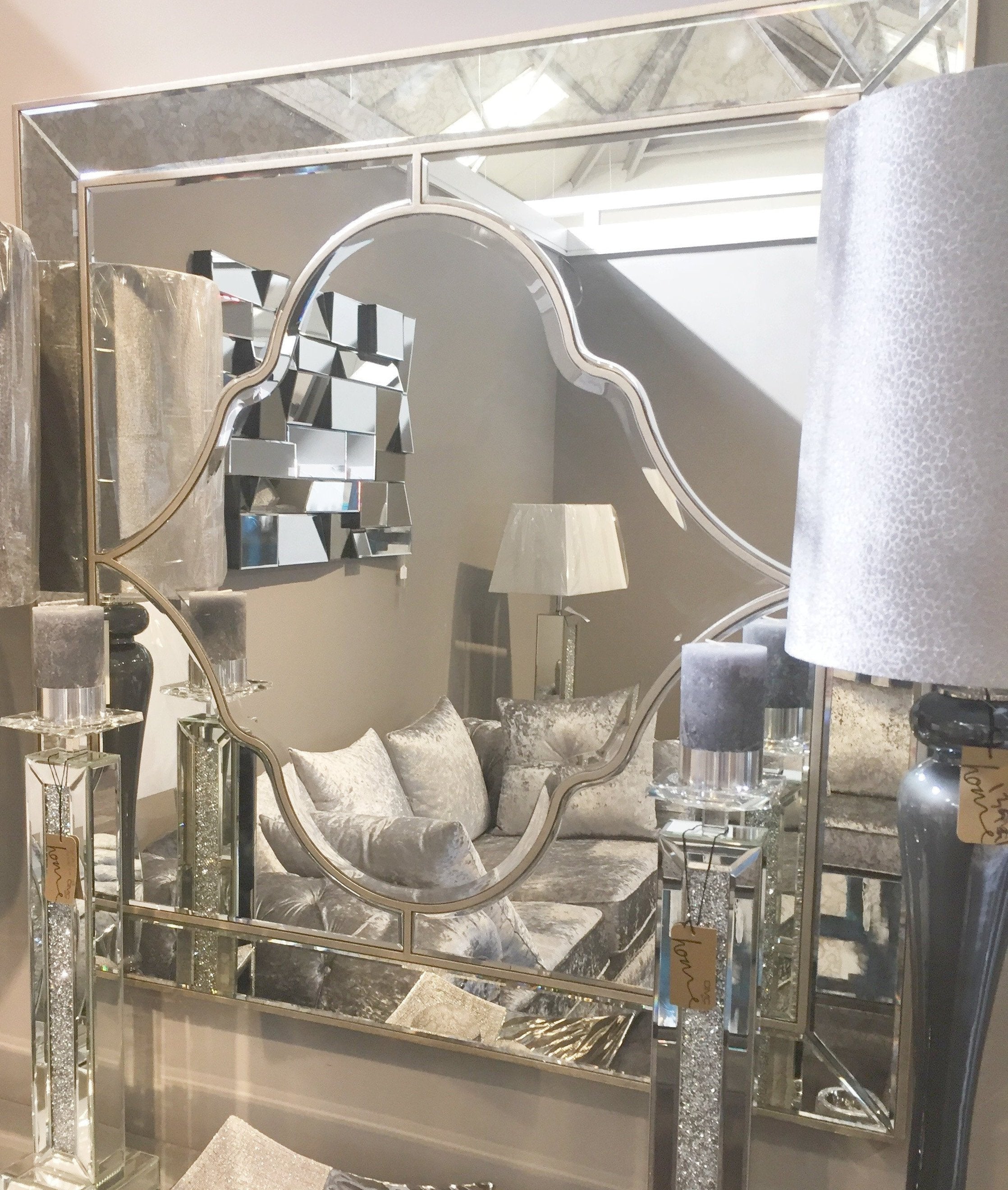 Stunning Luxury Marrakech large wall mirror with inlaid brass colour strips  135