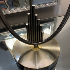 Table lamp  aged brass colour with cream linen style shade Instore only