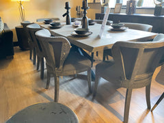 Maison linen  and dark oak dining  chairs half price deal set of 4 instore purchase only