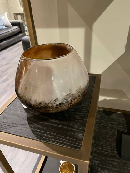 Solan glass vase in tones of grey Brown