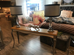 Abbie Oak and aluminium Console Table with Curved Legs was €400 view Instore