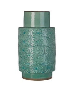 Geometric Vienna print vase  jar in green Click. N collect NO EXCHANGE