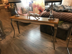 Abbie Oak and aluminium Console Table with Curved Legs was €400 view Instore