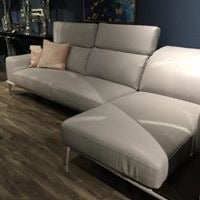 Villeneuve Italian leather  chaise sofa  in Avril white reduced