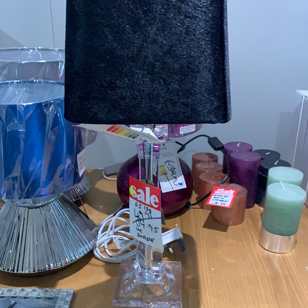 Black  and glass small table lamp reduced half price ( collect in outlet )