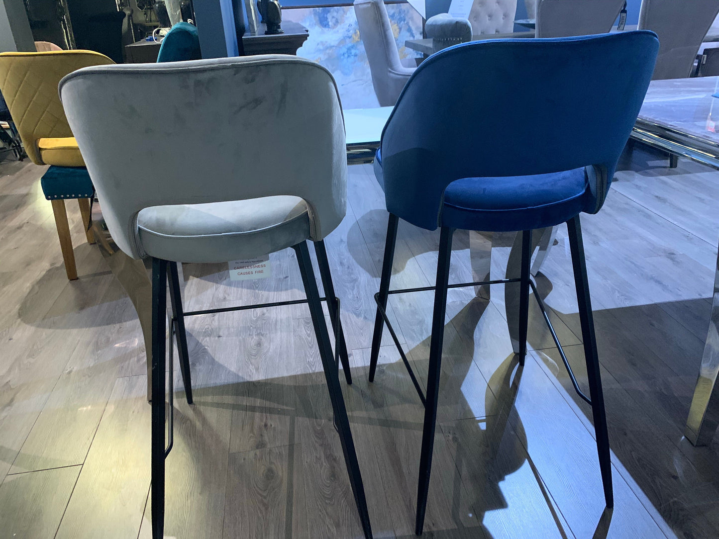 Sachs Bar Stools   X 2  navy  or mustard velvet for collection only