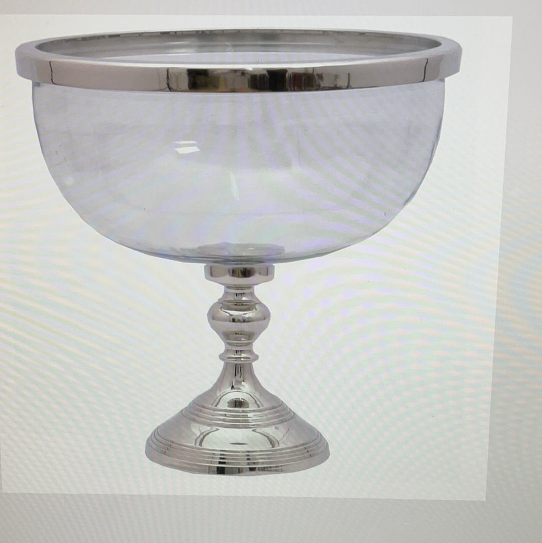 Nickel and glass bowl on stand