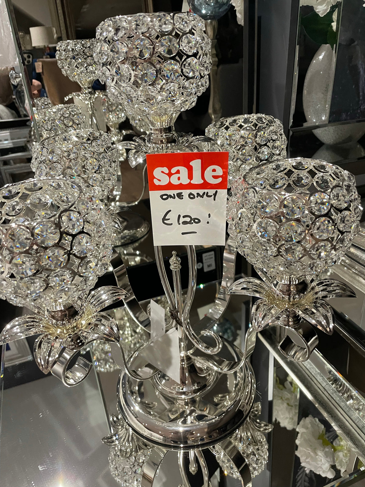 Candleabra 5 cup silver Instore clearance