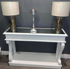 Verona scroll console table  140 cm with antiqued mirrored top last one !